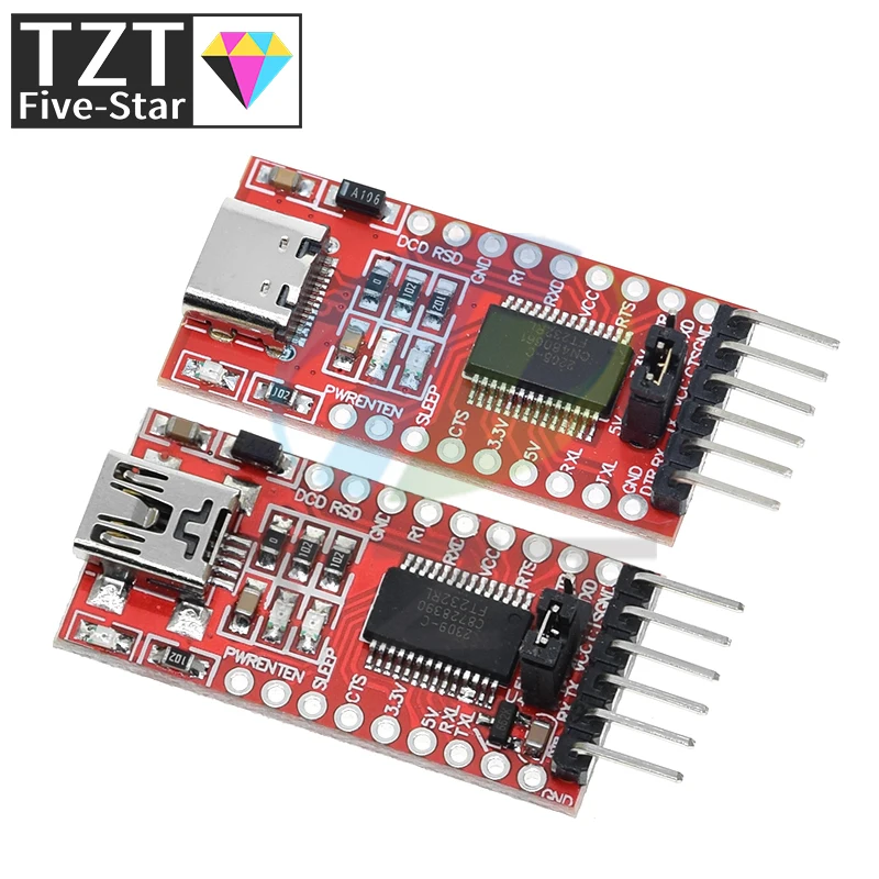 TZT FT232RL FTDI USB 3.3 فولت 5.5 فولت إلى TTL وحدة مهايئ مسلسل لاردوينو FT232 برو USB صغير إلى TTL 232