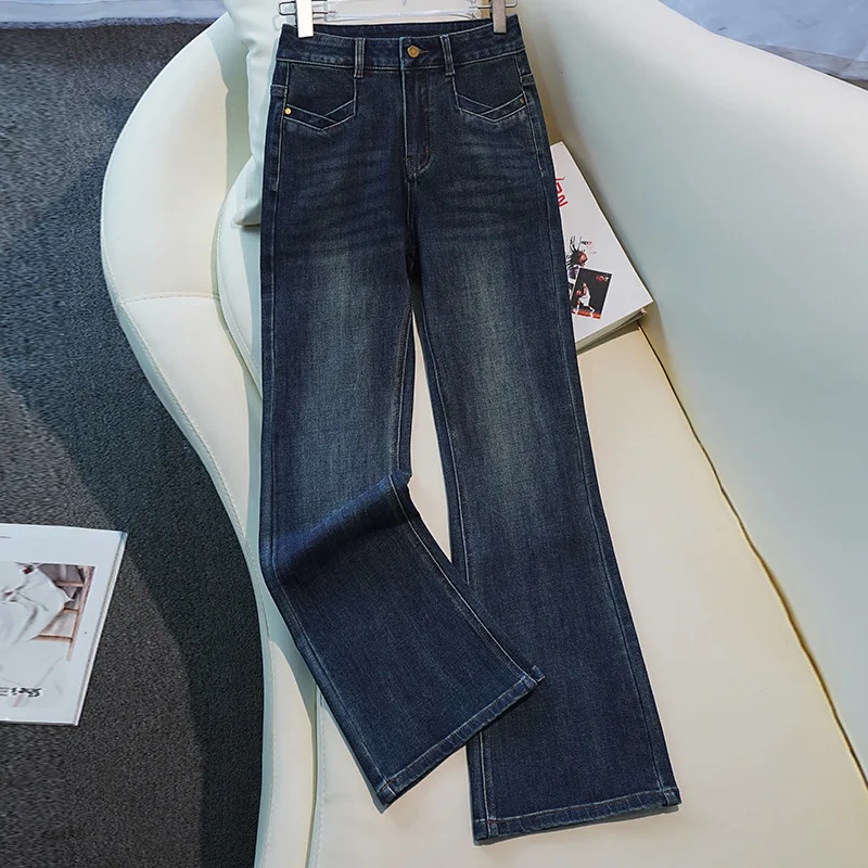 

High-end Flared Jeans for Women, Spring and Autumn Retro Bootcut Slim Fit Flared Pants