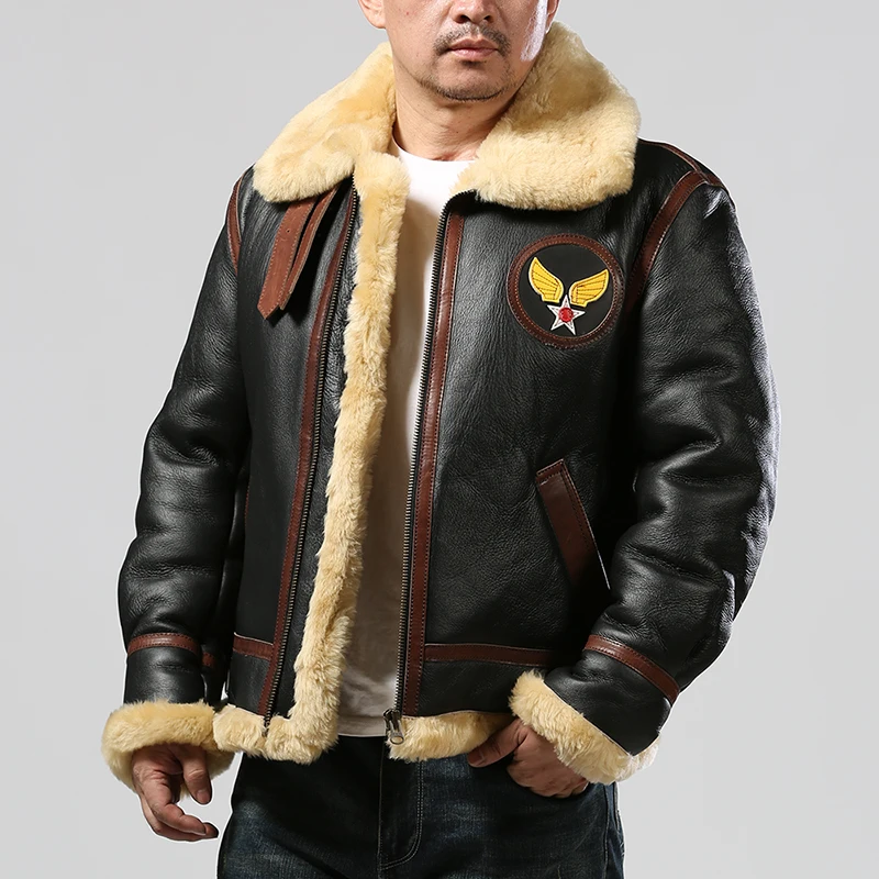 New Fashion Warm High Quality B3 Bomber Fur Men's Plus Large Size Leather Coats Thickened Jackets