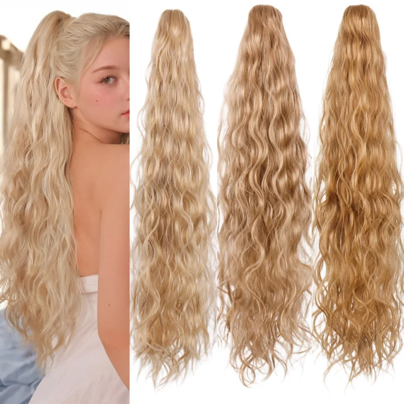 

Women's wavy , European and American fashion long curly hair wig, high ponytail