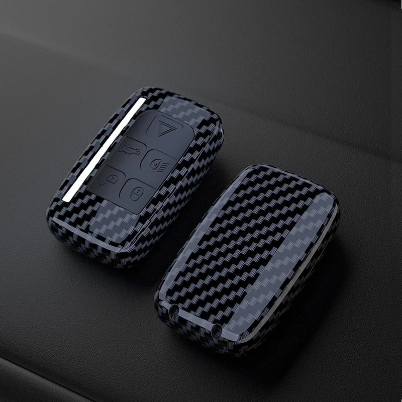 Funda para llave de coche estilo carbono, carcasa Fob para Land Rover Range Rover Evoque Sport Freelander Discovery Velar para Jaguar XE XF XJ