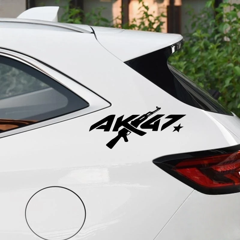 1PCS Car stickers  Front and rear windshield decorative stickers AK47 creative personalized stickers Triangular window stickers