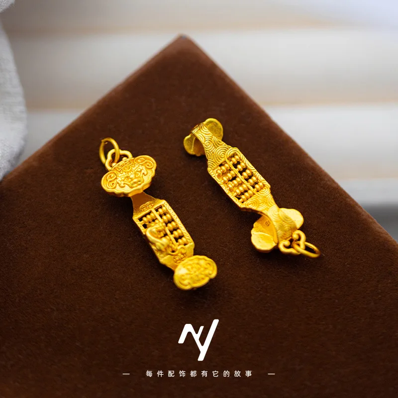 9999 gold high-color retention lucky counting stick pendant for new Chinese style braided necklace wholesale