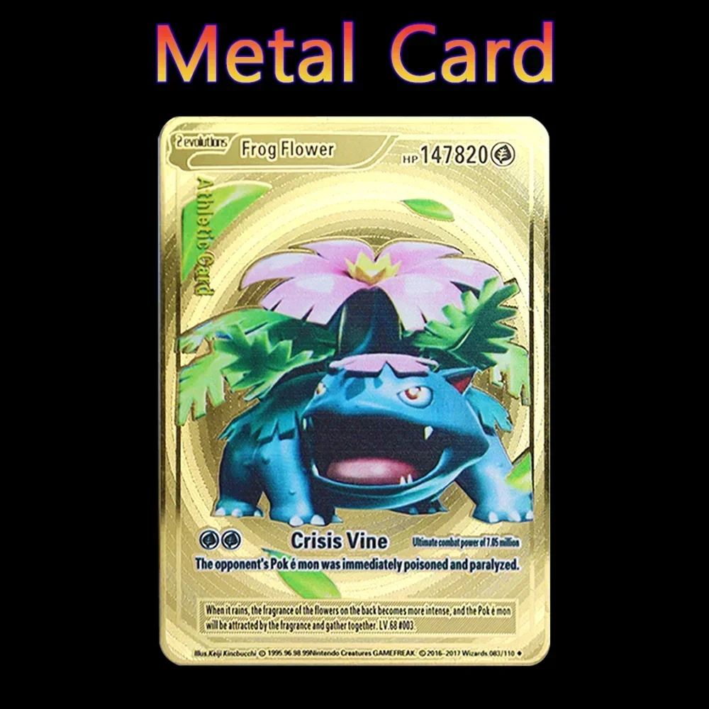 Pokemon 183200 Points High Mach Pikachu Charizard Mewtwo Gold Black English French Metal Card Vmax Mega GX Game Collection Card