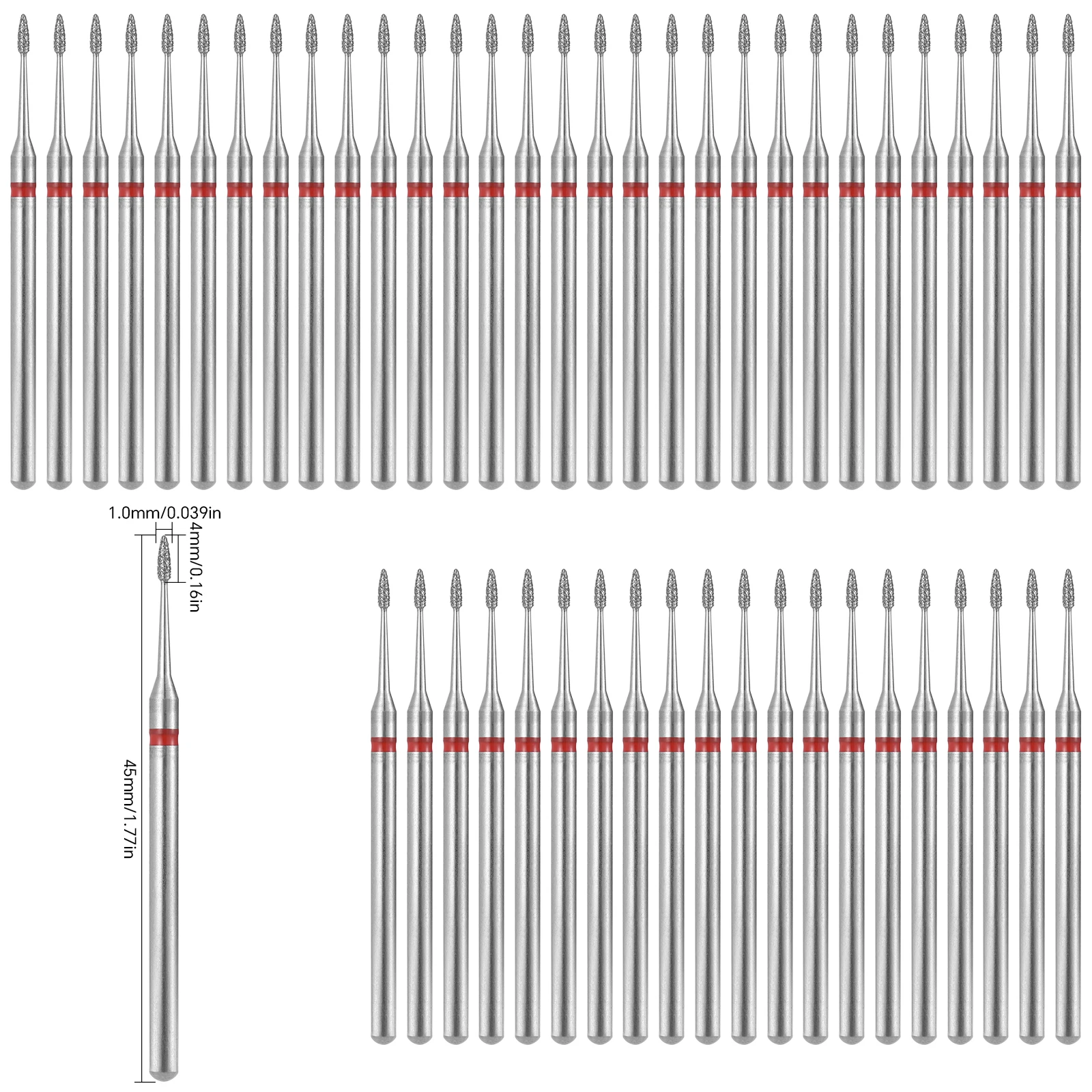 50Pcs Nail Drill Bit 2.35MM Stainless Steel Cuticle Clean Electric Nail Milling Cutter Set Manicure Drills Accessory