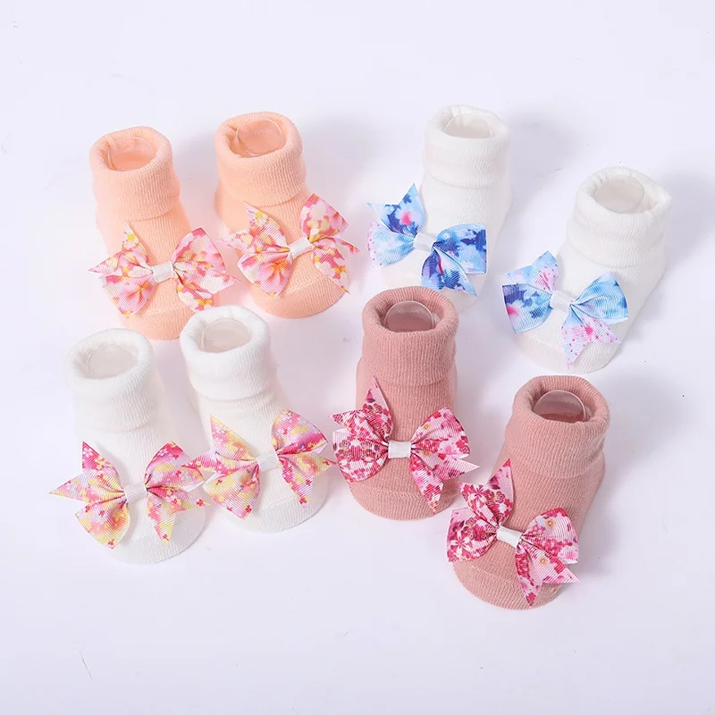 Baywell Baby Girl Headbands Socks Set Floral Bow-knot Newborn Baby Sock Headband Cute Elastic Hair Bands Hair Accessories