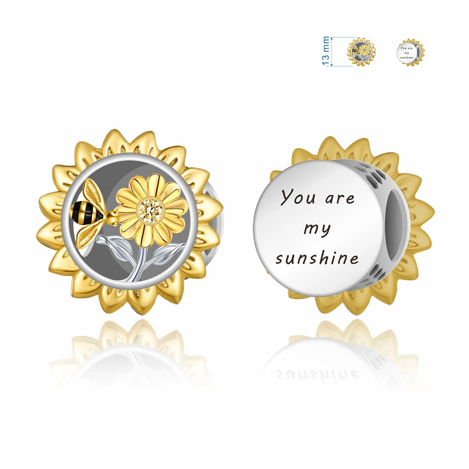 

Fit Original Pandora Charm Bracelet 925 Sterling Silver Sunflower Honeybee You Are My Sunshine Bead For Making Women Berloque