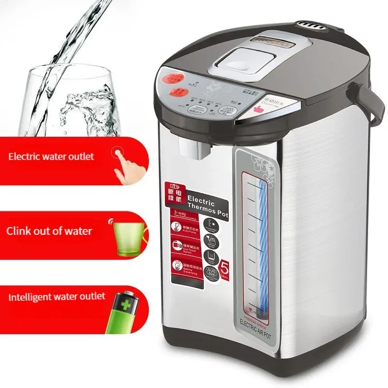 Электрический чайник, 5 л, бытовой чайник большой емкости, нержавеющая сталь 304, полностью автоматический электрический чайник с теплоизоляцией