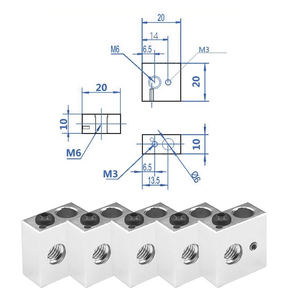 1/5pcs Aluminum Heater Block Specialized for MK7 MK8 Makerbot Reprap 3D Printer Extruder Kit