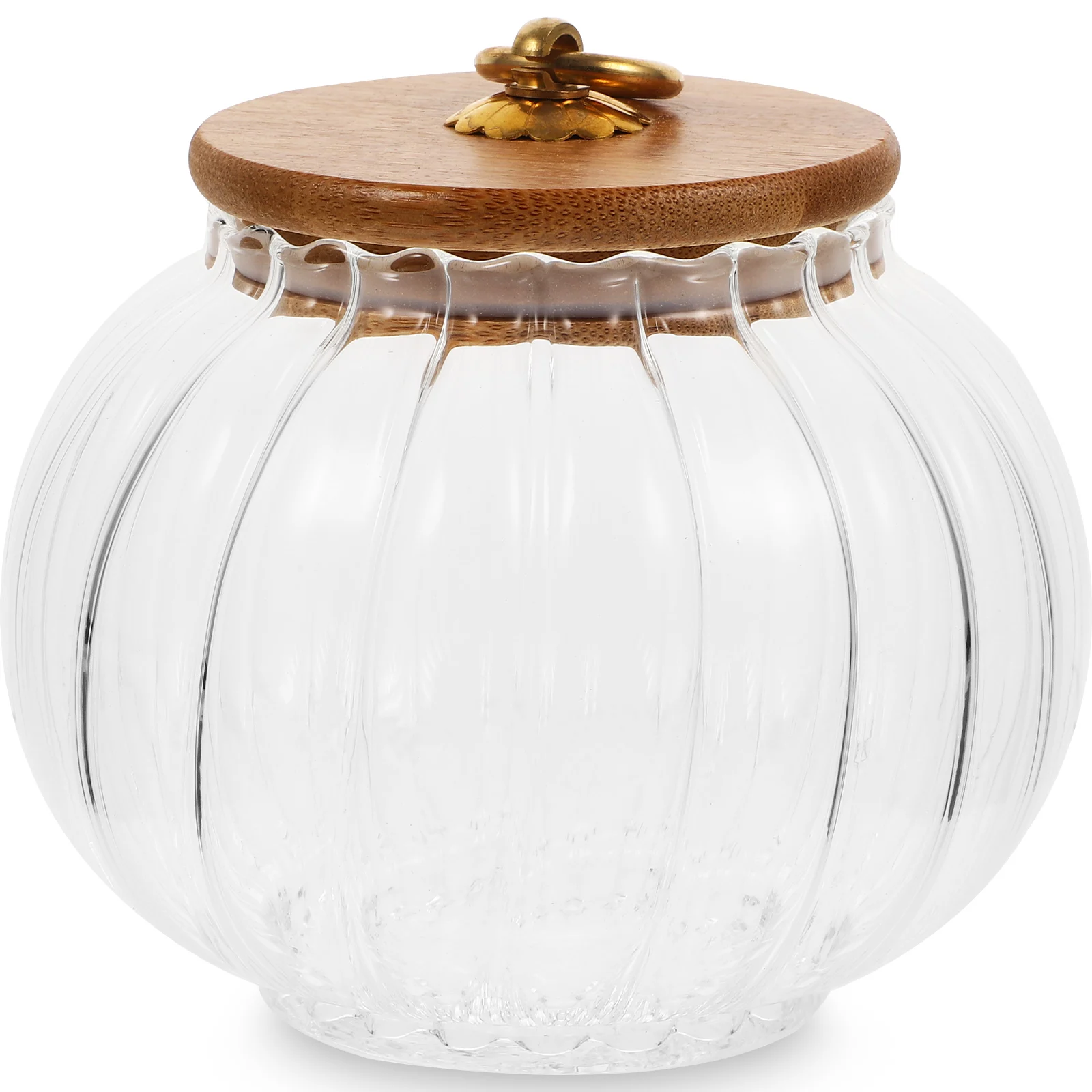 

Pumpkin-shaped Glass Storage Jar 800ml Clear Sealed Container Bamboo Lid Spice Coffee Tea Candy Sugar Salt Pepper Grain Canister