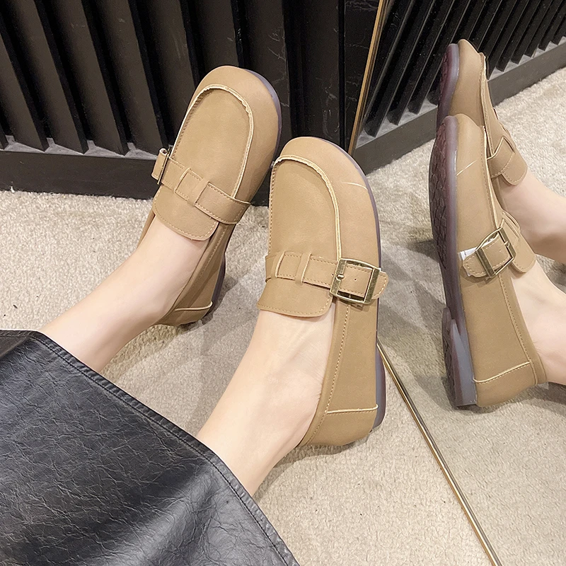 Туфли женские с круглым носком, повседневные кроссовки, лоферы, без застежки, меховое платье, на шнуровке, из флока, Ретро стиль, для отдыха, зима