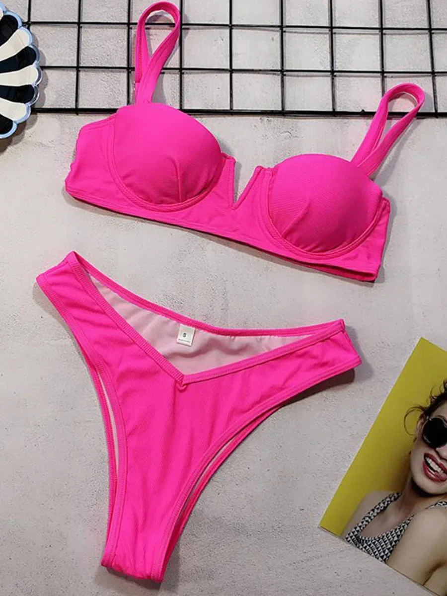 مثير رفع Underwire بيكيني النساء ملابس السباحة الإناث عالية قطع ملابس السباحة قطعتين مجموعة البكيني مضلع ثوب السباحة ملابس الشاطئ