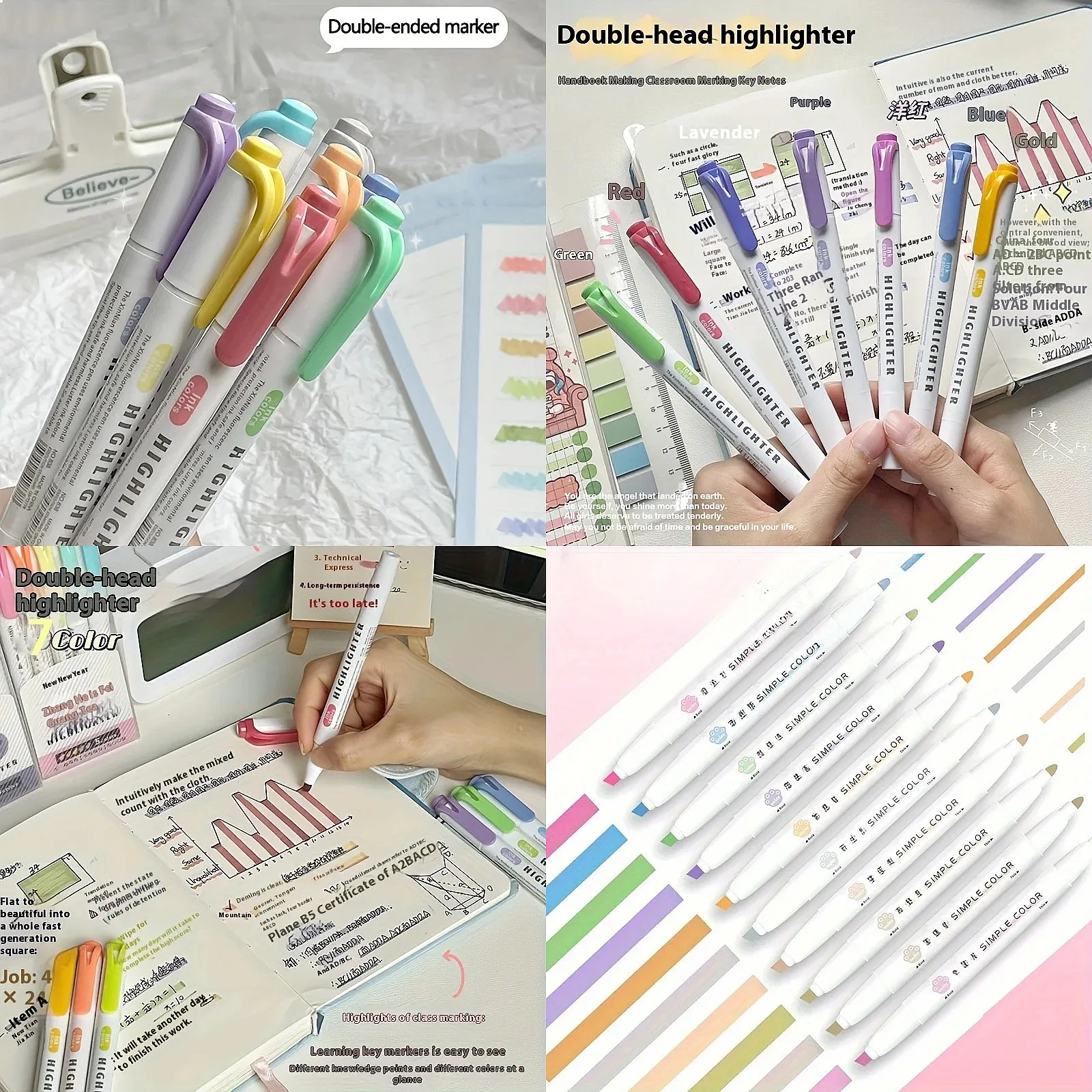 Highlighter Set Pastel - Set Pena Highlighter Dua Ujung 5
