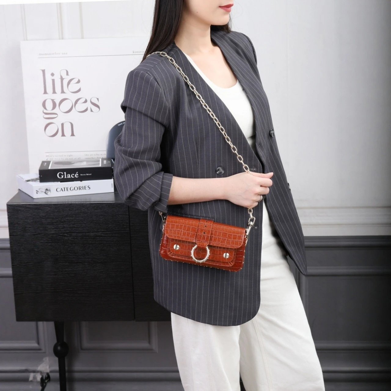 2026 Classic Women's Bag - European and American Fashionable Multi-purpose Handbag Single Shoulder Square Bag - With Wings Logo