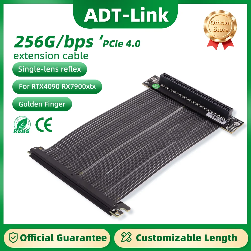 

ADT-Link PCIe 4.0 x16 Riser Cable Double Reverse Graphics Video Card RTX 4090 RX7900xt GPU Extension Adapter For ITX A4