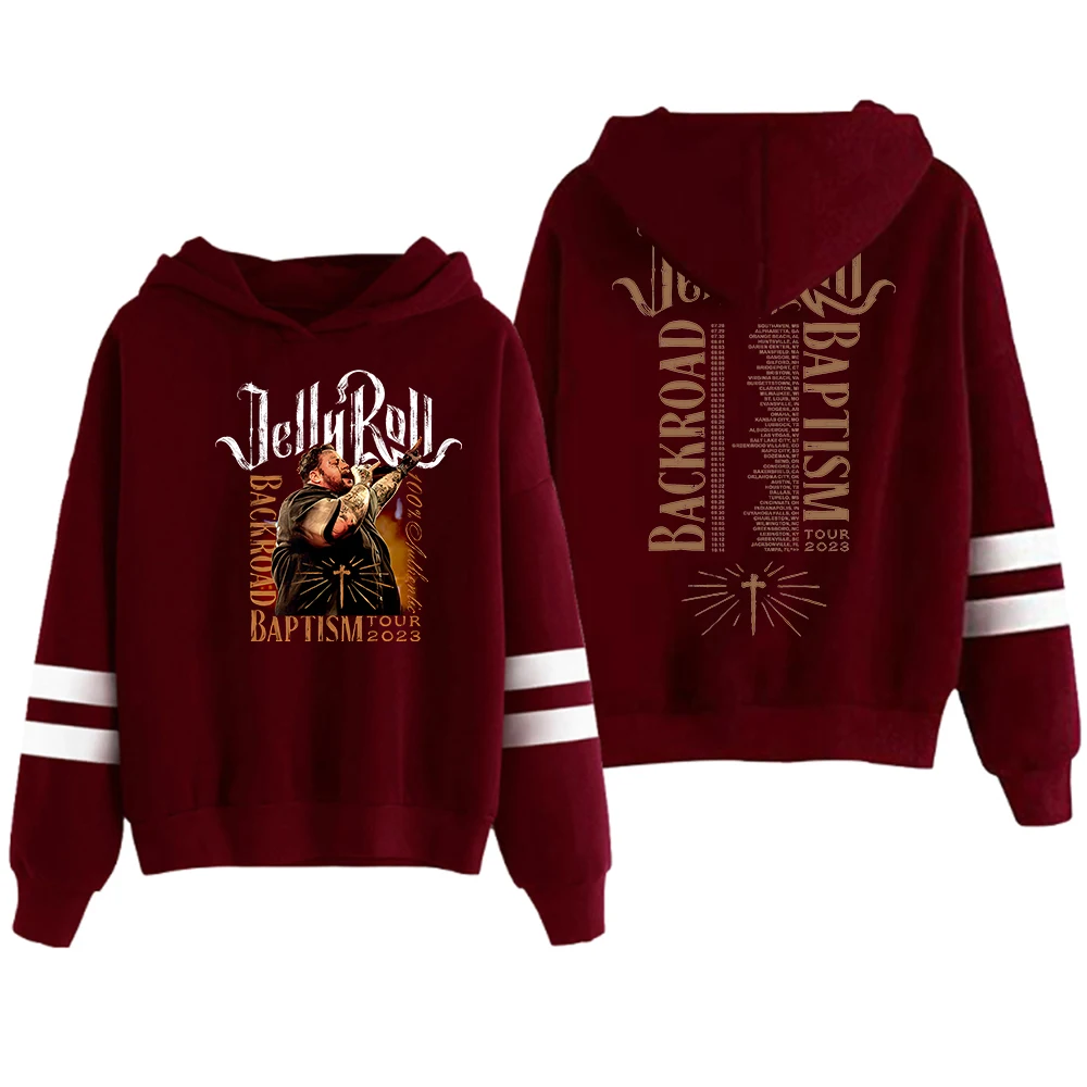 Jelly Roll Backroad Baptism Tour Hoodie 2023 New Hip Hop Pocketless Parallel Bars Sleeve Streetwear Women Men Hooded Sweatshirt