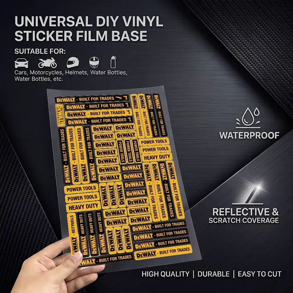 FOR DEWALT TOLL Universal Multi-Purpose Reflective Waterproof Stickers Scratch Conceal For Auto Bike Helmet Mug Fridge