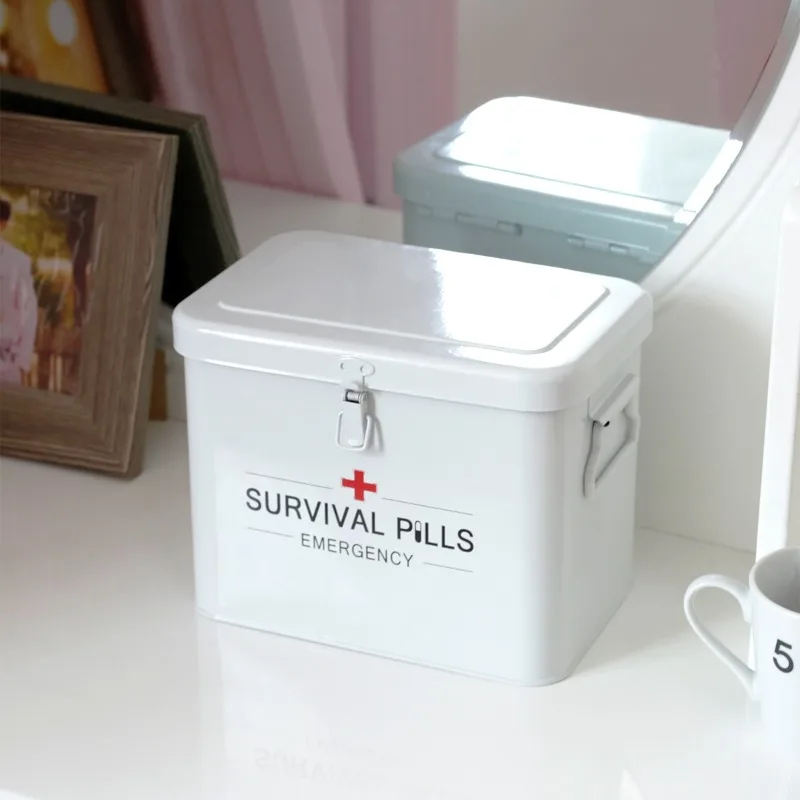 Large Capacity Family First Aid Kit with Lock Portable Metal Organizer Multi-Layer Emergency Storage Box for Home