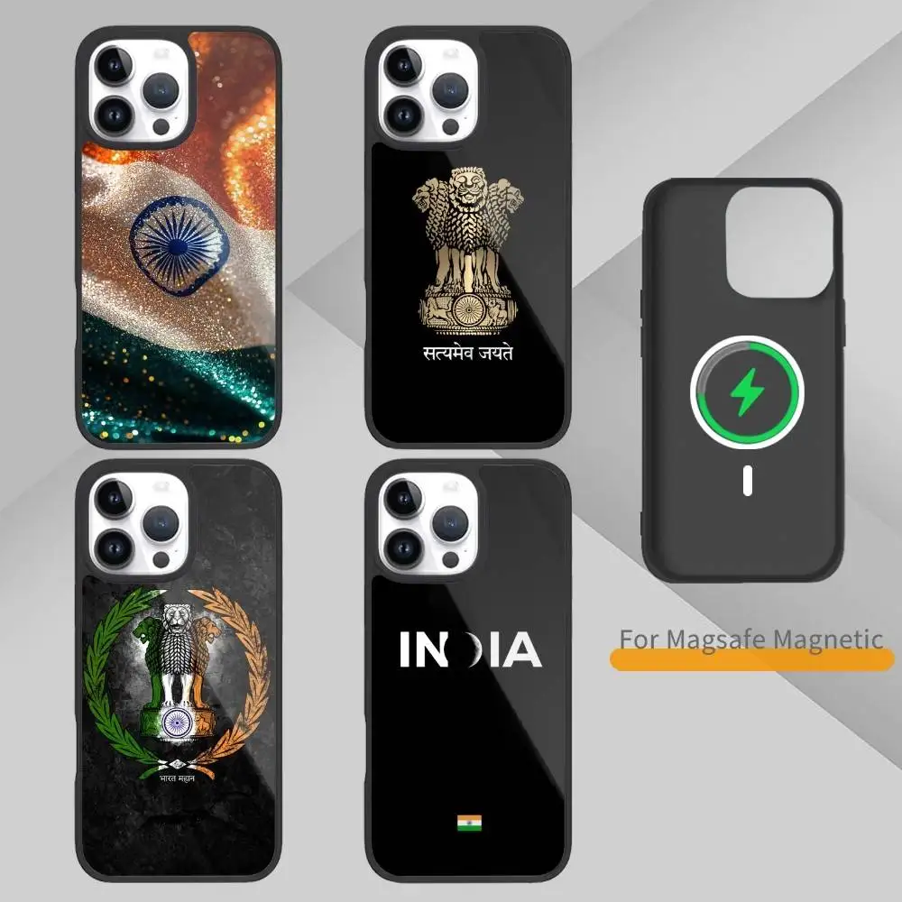 

I-India I-Indian National Emble Flag Phone Case For iPhone17,16,15,14,13 Plus,Pro Max Magnetic For Magsafe Wireless Charging