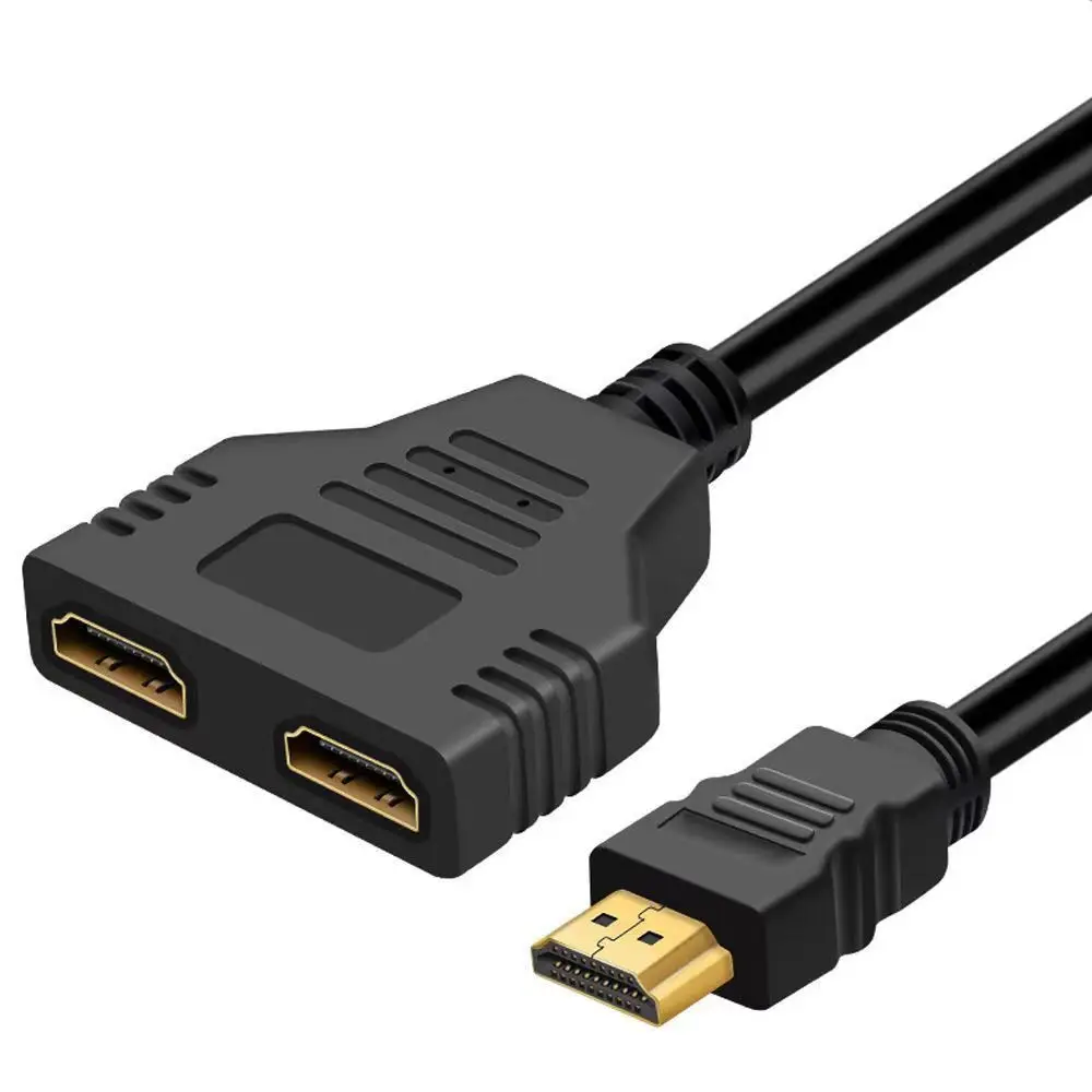 HDMI Splitter Adapter Cable 1 Male To Dual HDMI 2 Way Female 4K 3D Y Splitter Cable for Laptop TV Monitor 1080P 1 in 2 Out LED