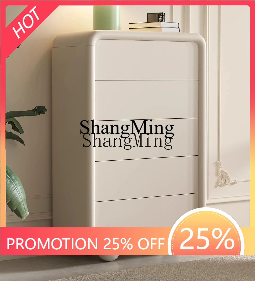 

FG good-looking cream wind bucket retro chest of drawers simple against the wall locker storage cabinet household