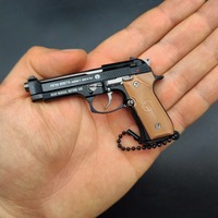 For PUBG 1:3 Scale Alloy Car key Case BERETTA 92F Pistol Mini Gun Metal Keychain  Fidget PUBG Gun Gift Pubg Decoration Key Ring