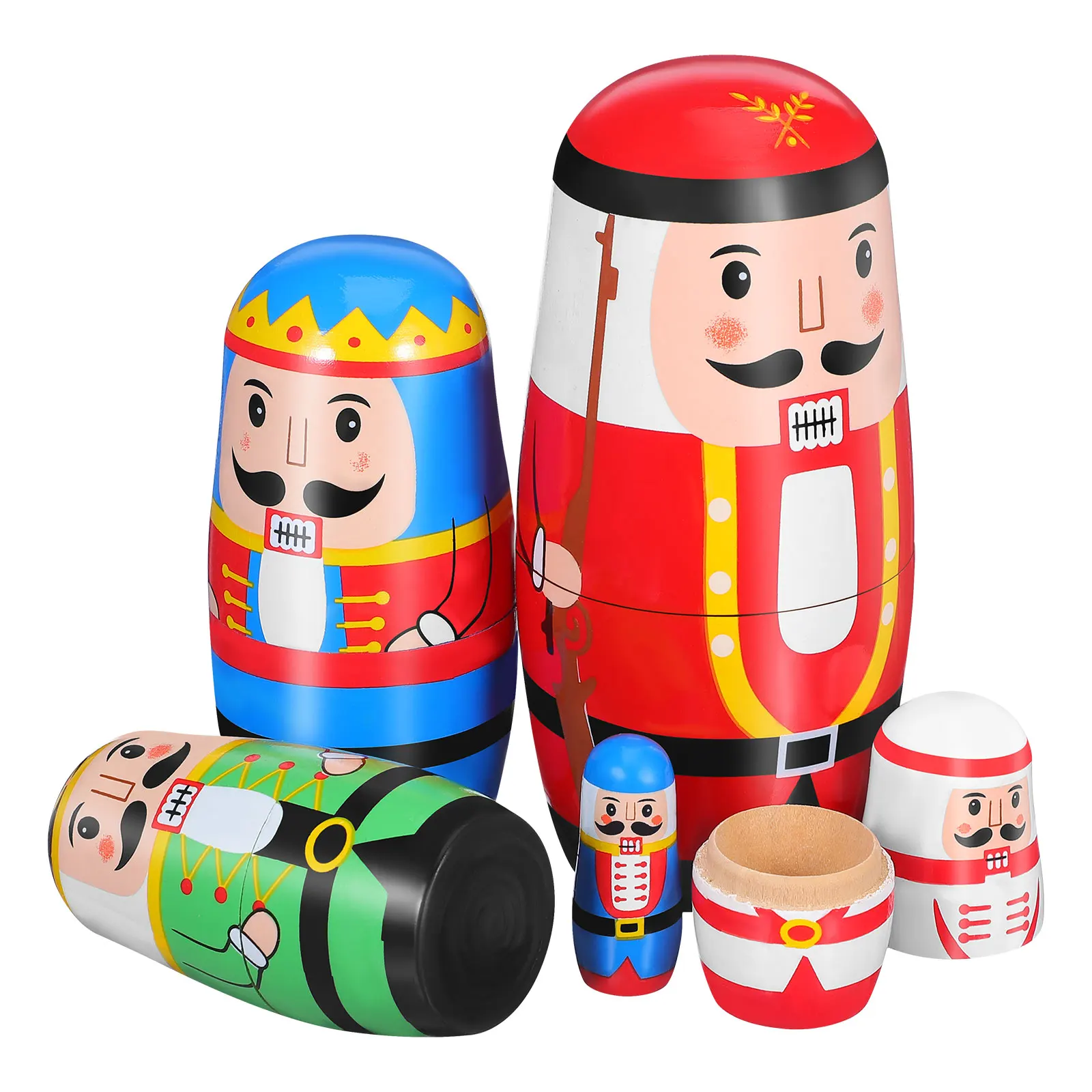 1 set Notenkraker Nesting Dolls Kerst Matryoshka Desktop Hout Russisch cadeau voor volwassen kinderen Grappig stapelspeelgoed