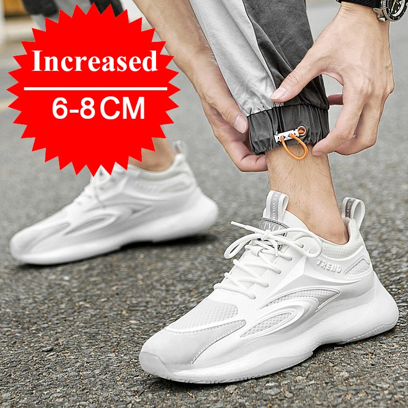 

2024 Men Elevator Shoes for Men Black Casual Sneakers Men Invisible Height Increase Shoes Men Breathable Mesh Lift Shoes 6/8cm