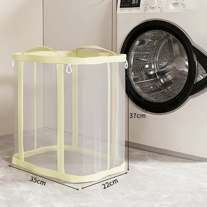 Scalebeard Mesh Laundry Basket with Handle Breathable Folding Portable Dirty Clothes Organizer Bags Large Capacity Storage Bag