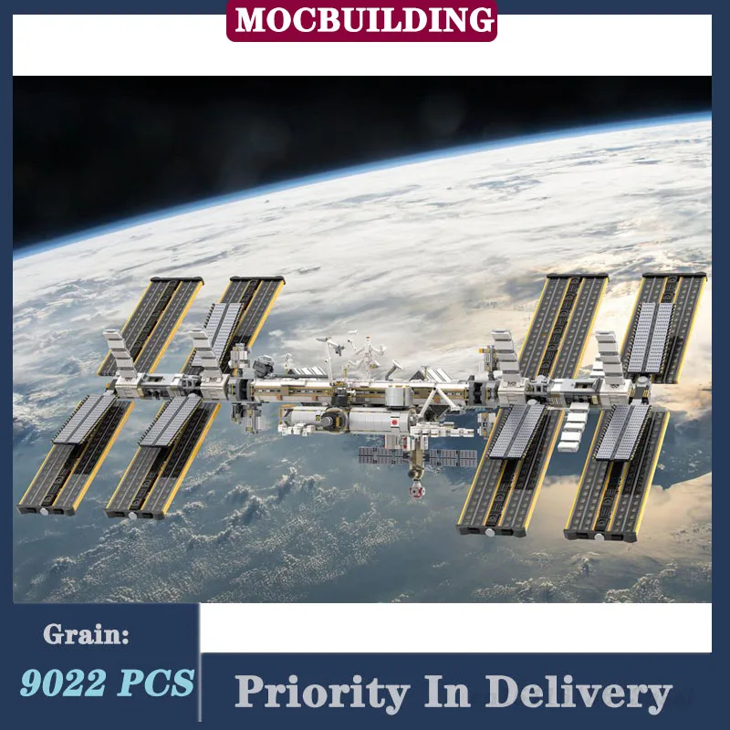 MOC International Space Station 1/110 Scale Model Building Block Set Space Track Collection Series Toy Gifts