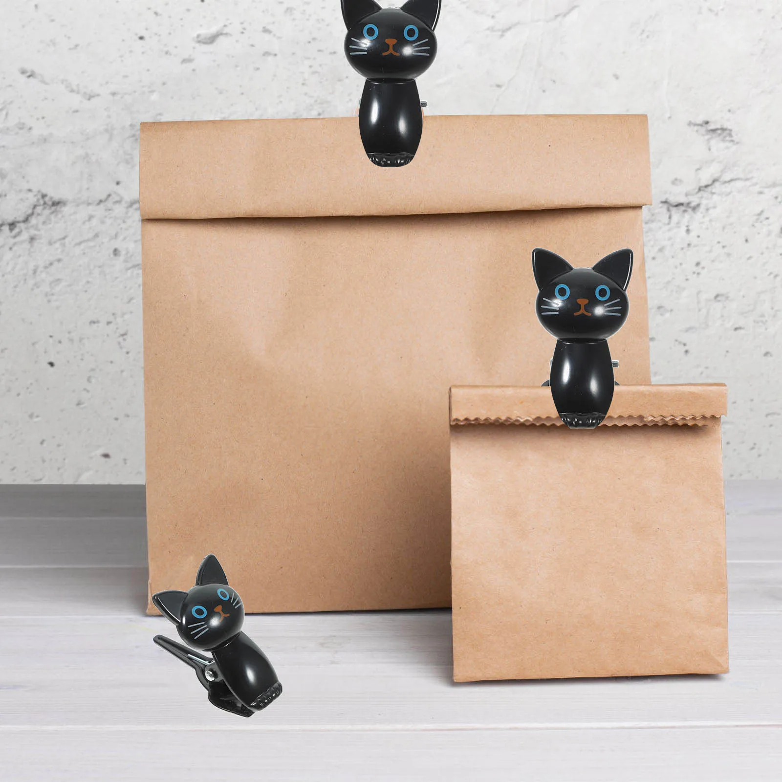 

8pcs Gray 3 White 3 Cat Shaped Clips Sealing Bag Kitchen Food Storage Reusable Snack Chip Pouch Sealer Multipurpose Office