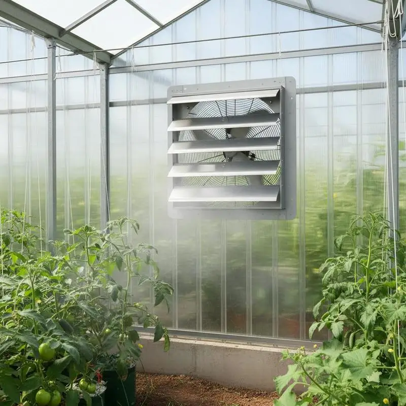 

24 Inch Shutter Exhaust Fan Aluminum Wall Mount Design High Speed Ideal For Greenhouse Garage Shed And Commercial Shop