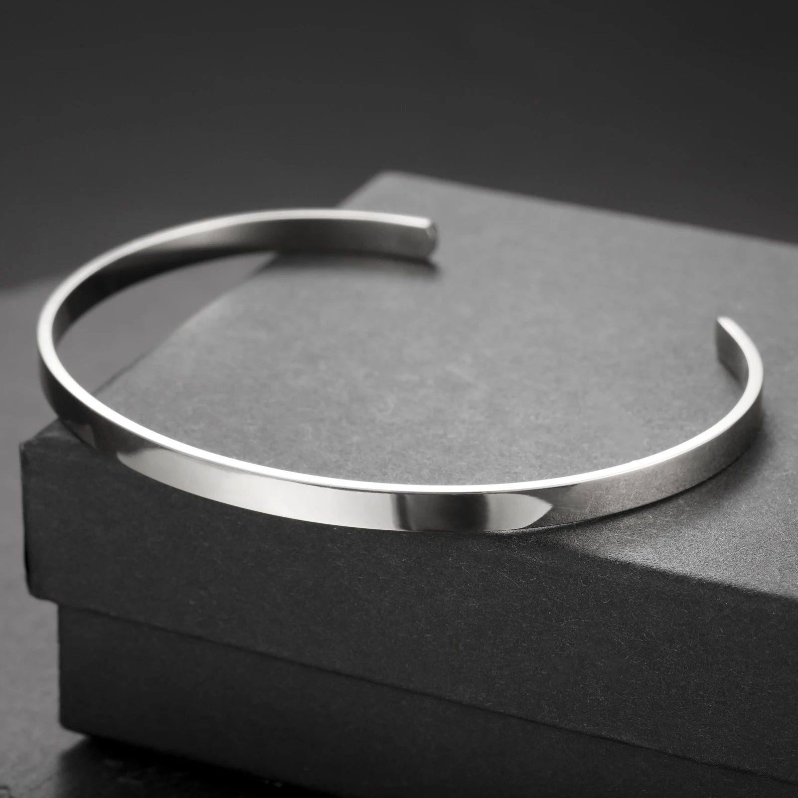 COOLTIME 2/3/4mm Edelstahl Offene Manschette Armband Männer Straße Hip-Hop Schmuck Einstellbare Mode Armband großhandel – Detail 3