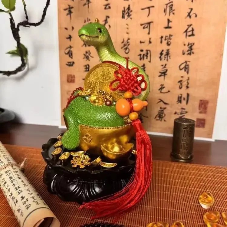 فنغ شوي الراتنج جذب الروح الثروة الحيوان الأفعى المنمنمات، بايثون بوذا قاعة المعبود فورتشن ديكور #6