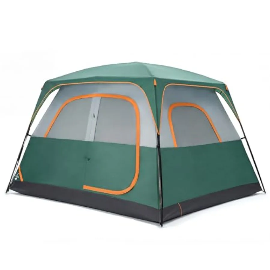 

Camping Tent for 2/4/6/8 Persons, Waterproof Windproof Polyester Tent with Gray Rainfly, Enhanced Stability Lightweight Easy Se