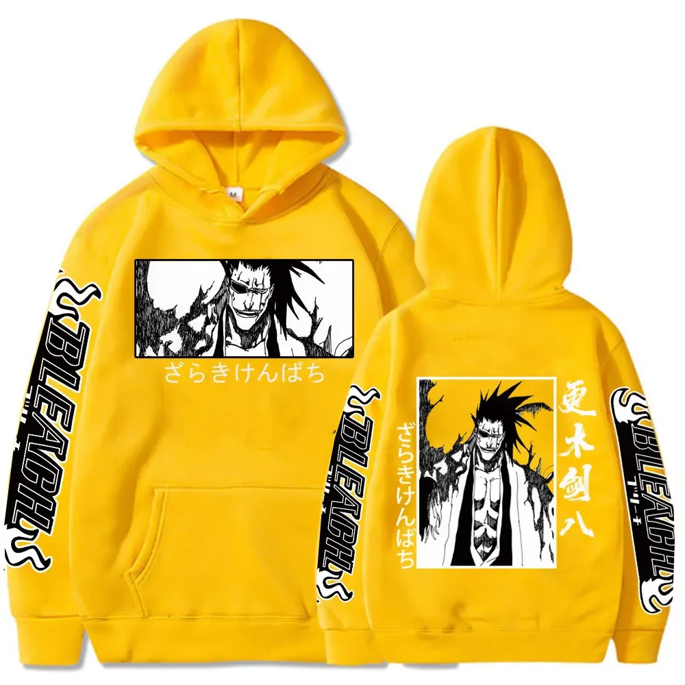 Japanese Anime Bleach Y2K Men Zaraki Kenpachi manga Hoodies Graphic plus size Funny Harajuku Cartoon Pullovers Male Sweatshirts