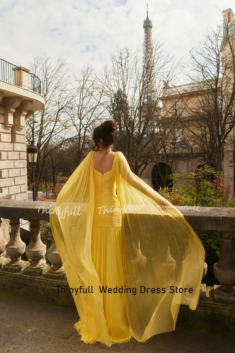 Thinyfull マーメイドシフォンウエディングドレスノースリーブ恋人プリーツイブニングドレスホリデースタイルガウンローブ · ド · ソワレカスタマイズ