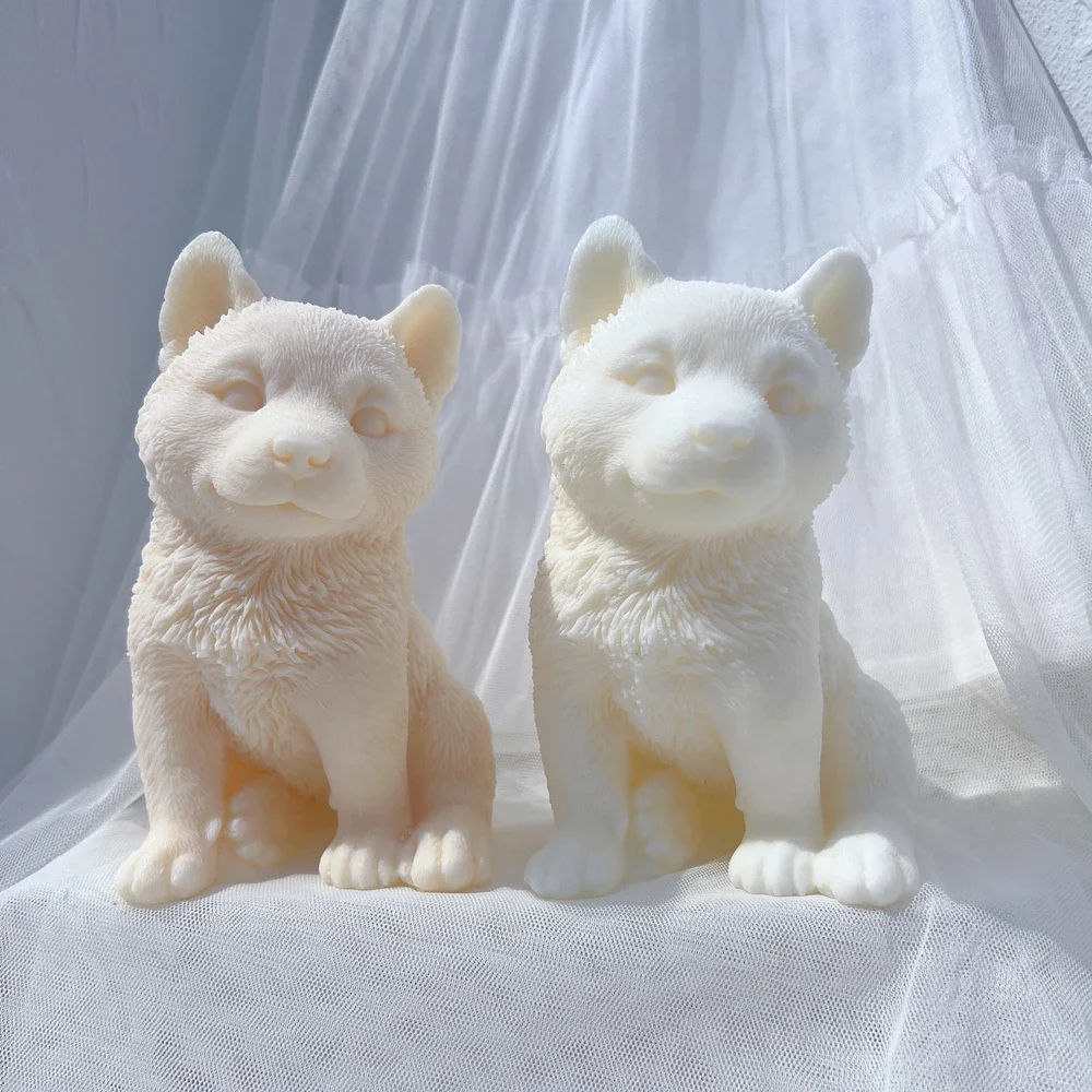 

Siberian Husky Sled Dog Puppy Candle Mold Dog Lover Home Decor Animal Puppies Soy Wax Silicone Mould