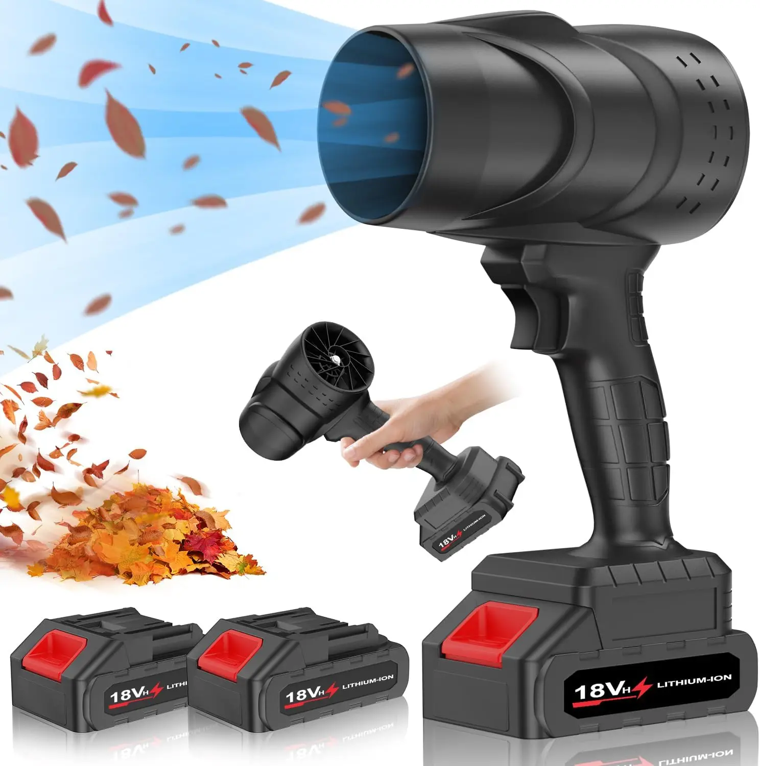 

Cordless Leaf Blower, 18V*2 Battery, 15000RPM, Variable Speed, for Lawn & Snow Blowing