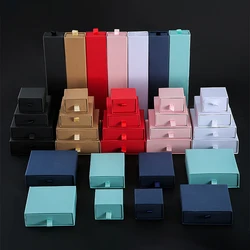 5pcs 9*9*2.5cm Cardboard Sliding Jewelry Box Travel Jewellry Packaging Paper Boxes Rings Earrings Necklace Drawer Gift Dust Case