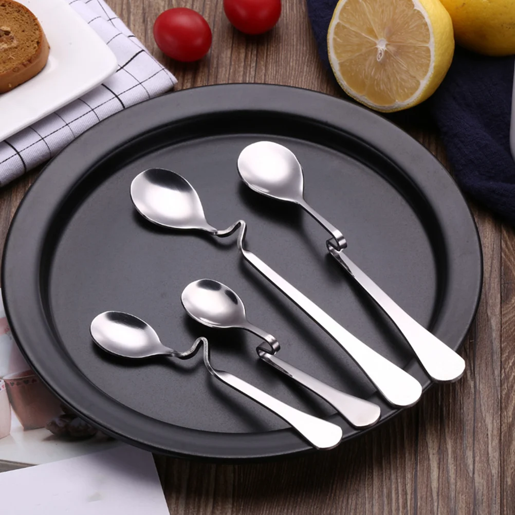 

6Pcs Coffee Spoon Stainless Steel Stirring Spoons Curved Handle Mixing Utensils for Espresso Drinks Coffee Spoon