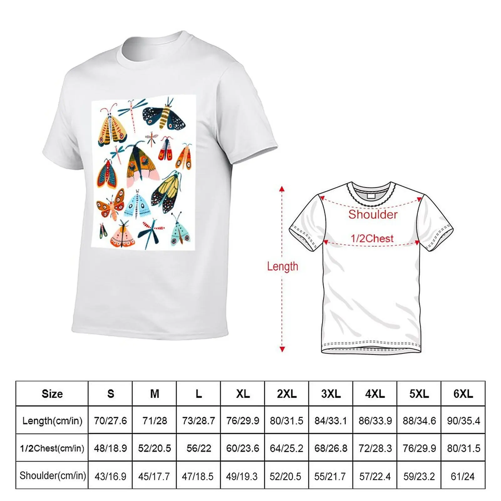 Woodland Moths T-Shirt Vintage Print Crew Neck Tee