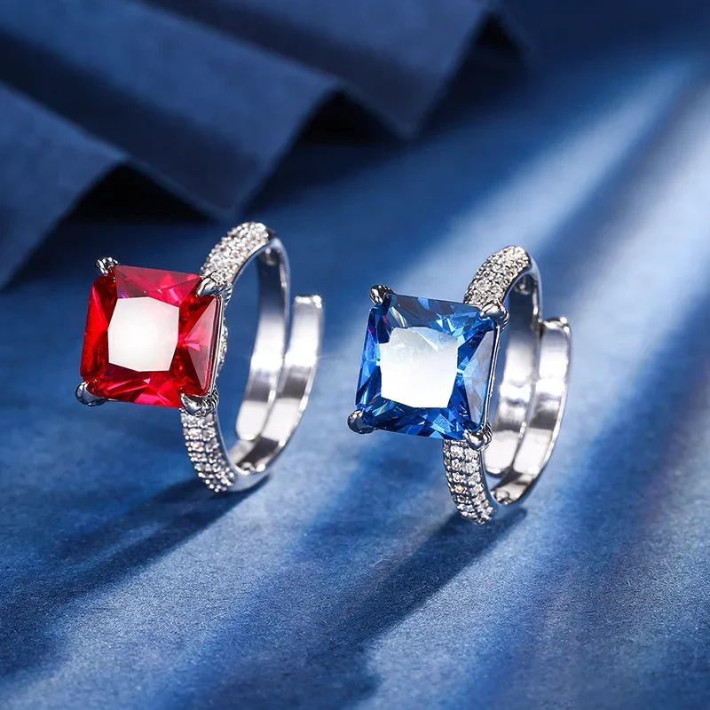 

S925 Silver Plated 18K Gold Plated PT950 Platinum Diamond Princess Style Ring Women's 10*10 Jewelry