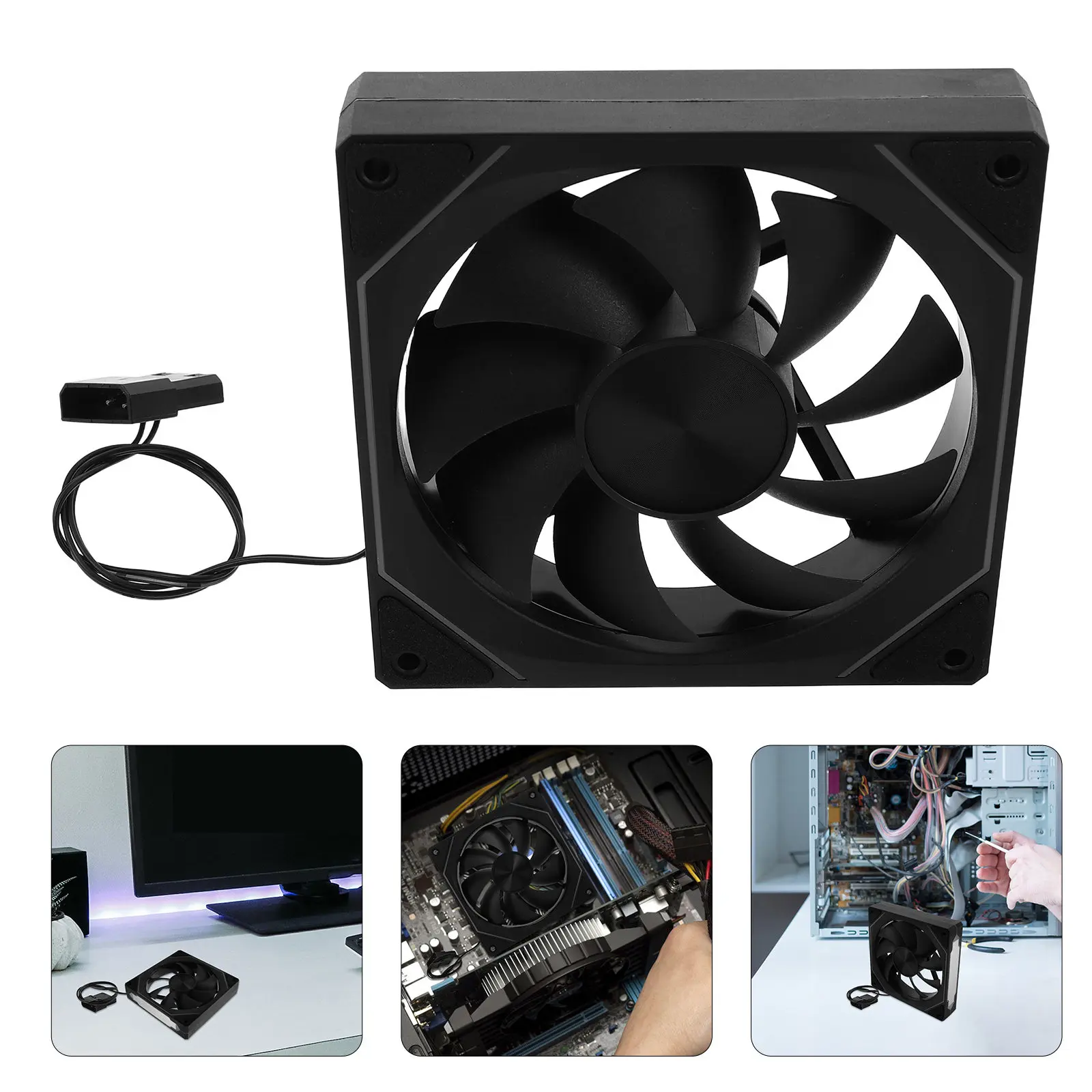 

Pc Case Cooling Fan Silent Operation Rgb Lighting Adjustable Speed 800-1600Rpm Quiet Fan for Gaming Office Use