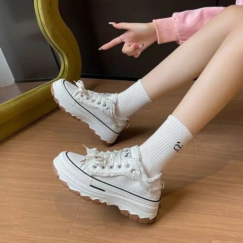 

Round Toe Lace Up Shoes for Women Light Y2k Fashion Comfortable and Elegant Vulcanized Shoe Trends 2025 Korean 39 Woman Footwear