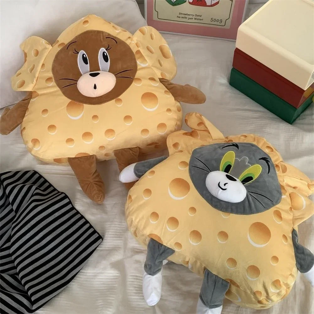 Cute Cheese Tom and Jerry Plush Back Cushion Throw Pillow Stuffed Anime Very Soft Cat Mouse Plushies Sofa Bed Cuddly Pillow Gift