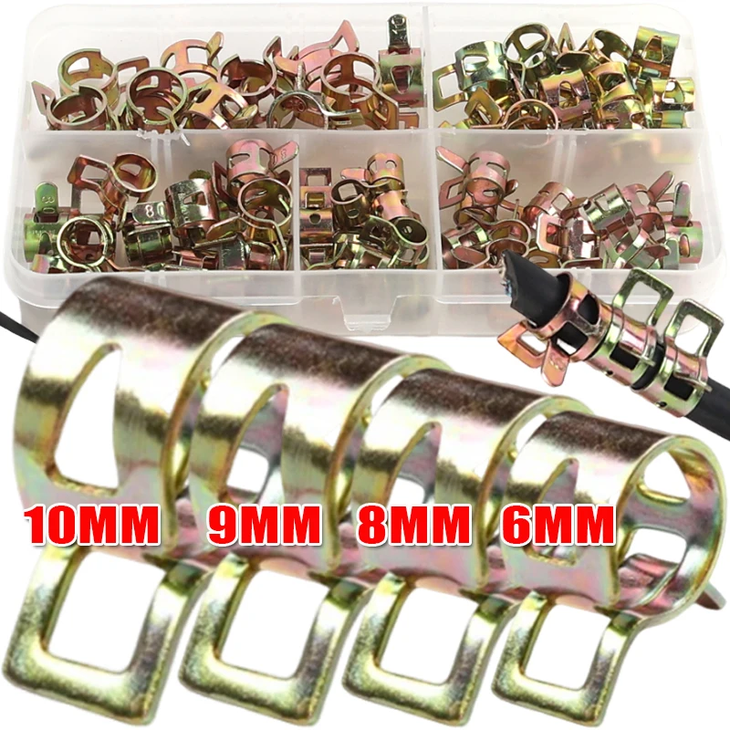 75PCS Car Truck Spring Clips Fuel Oil Water Hose Clip Pipe Tube Clamp Auto Fastener Assortment Kit for Motorcycle Scooter