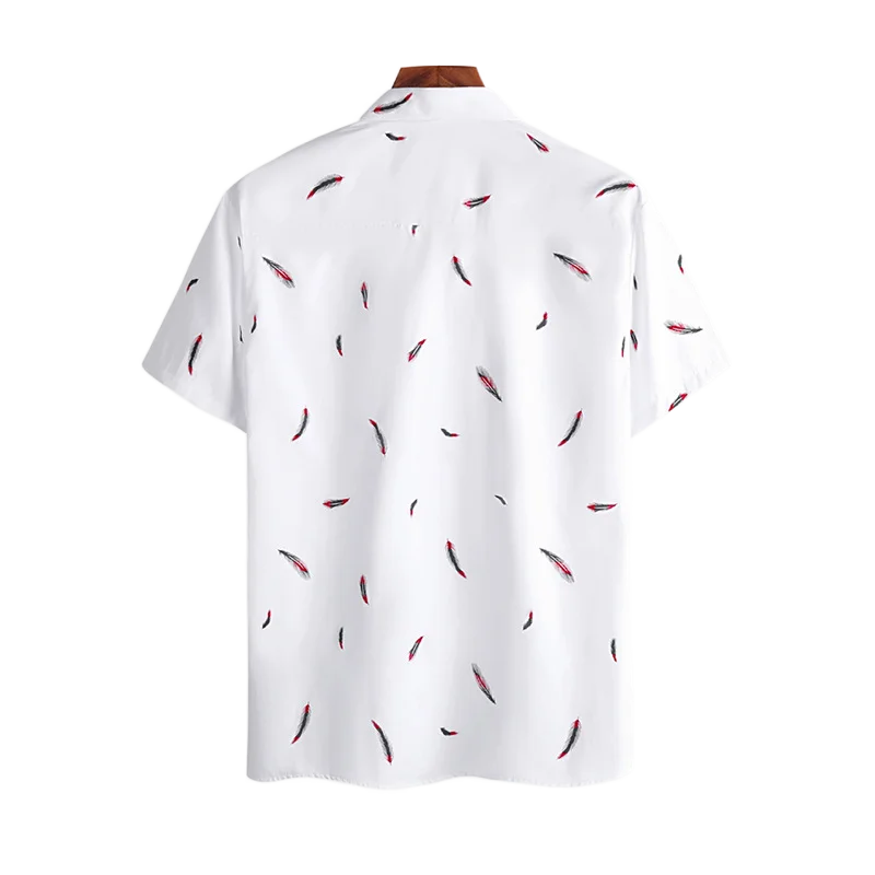 Harajuku Feather Hawaiian Men's Shirt Printed Short Sleeve Casual White Street Summer Beach Shirts For Men Clothing 2022 Summer