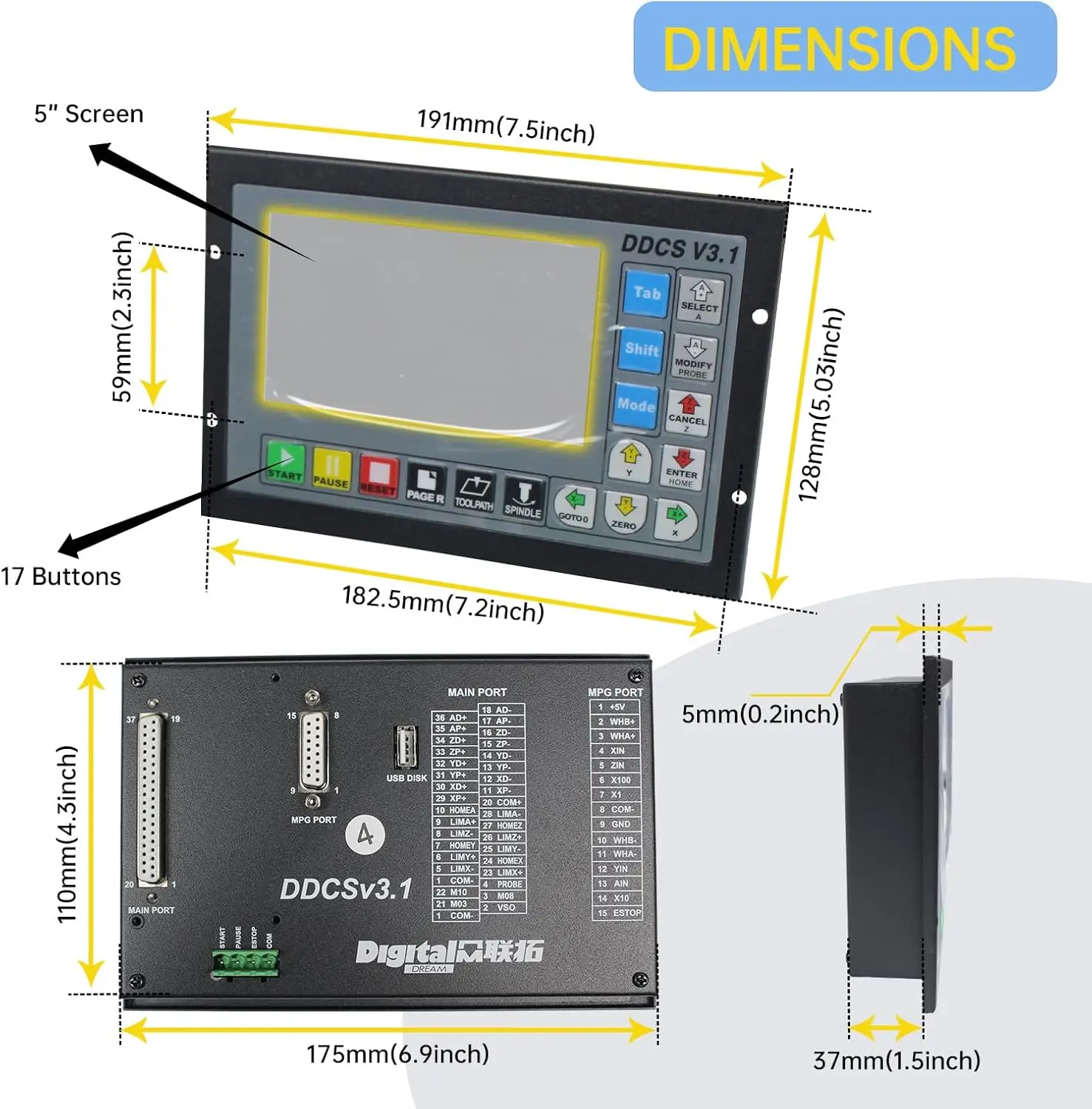 Imagem -04 - Eixos Eixos Ddcs V3.1 Cnc Kit Controlador de Movimento Offline Plc 500khz G-code 3