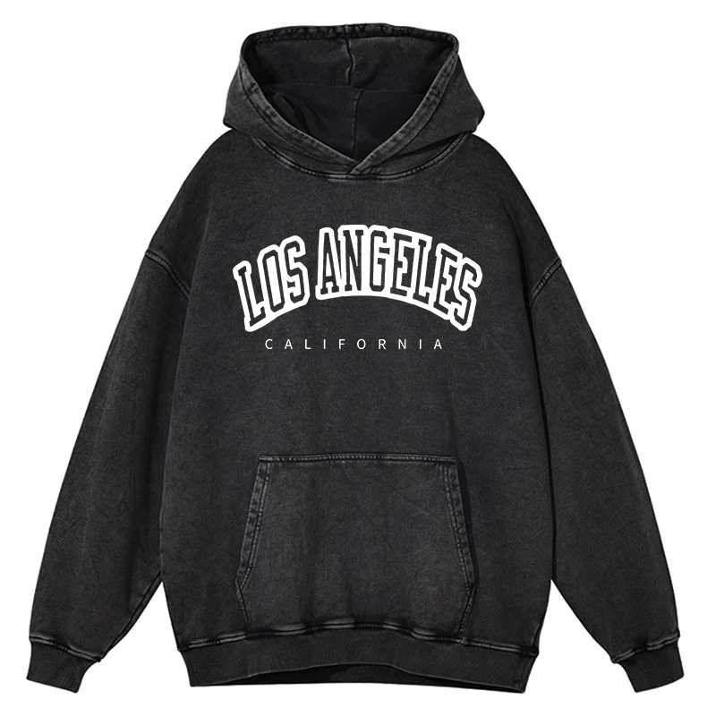 

Vintage Distressed Washing Los Angeles California Usa Men Sweatshirt Fashion High Quality Sportswear Loose Hoody Autumn Hooded